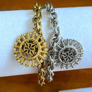 Rustic Cuff Logo Change Silver OR Gold Charm Bracelets You Pick 1or Both